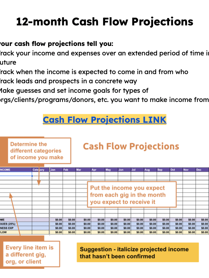12-Month Cash Flow Projections + BONUS Freelance Rate Calculator product image (1)