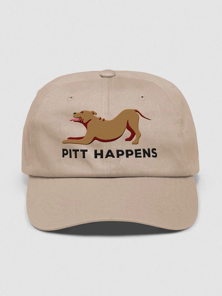 Pitt Happens Classic Dad Hat(Embroidered) of a Pitbull Terrier(Tan) product image (25)