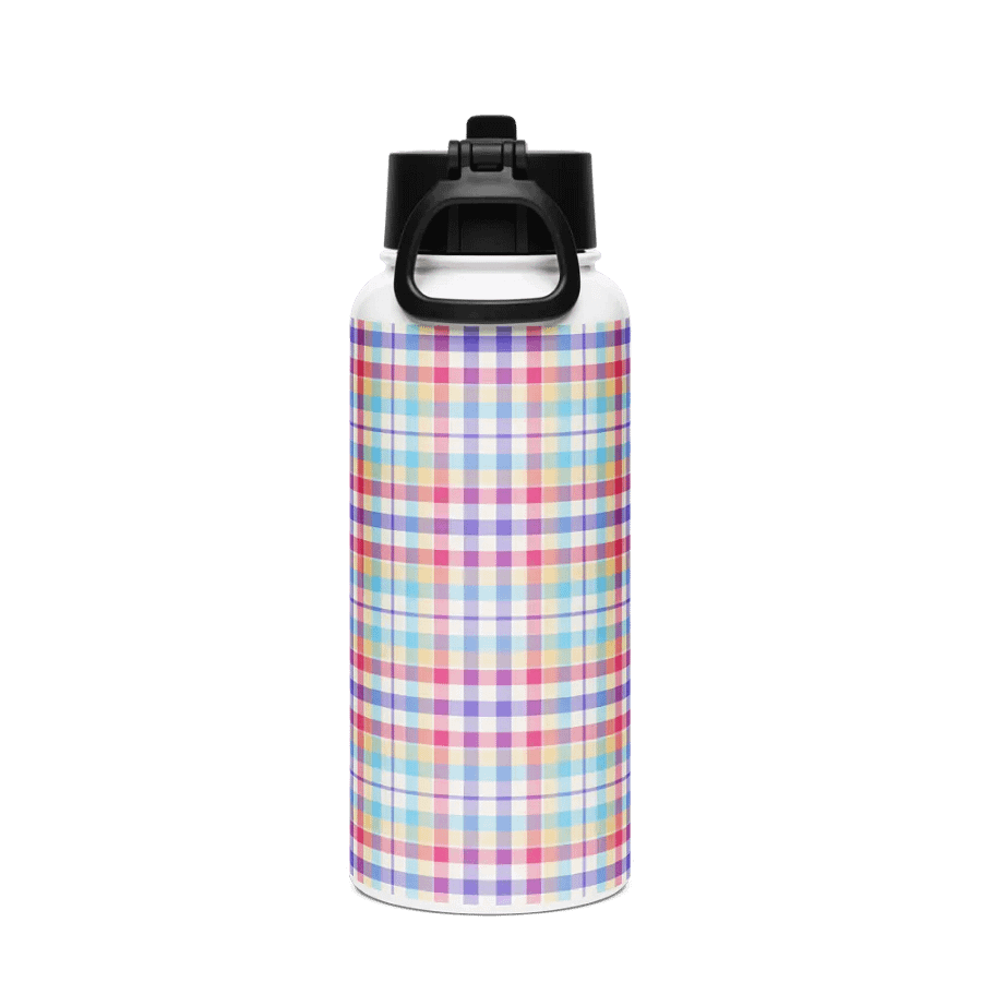 Purple, Pink, and Blue Plaid Water Bottle product image (3)