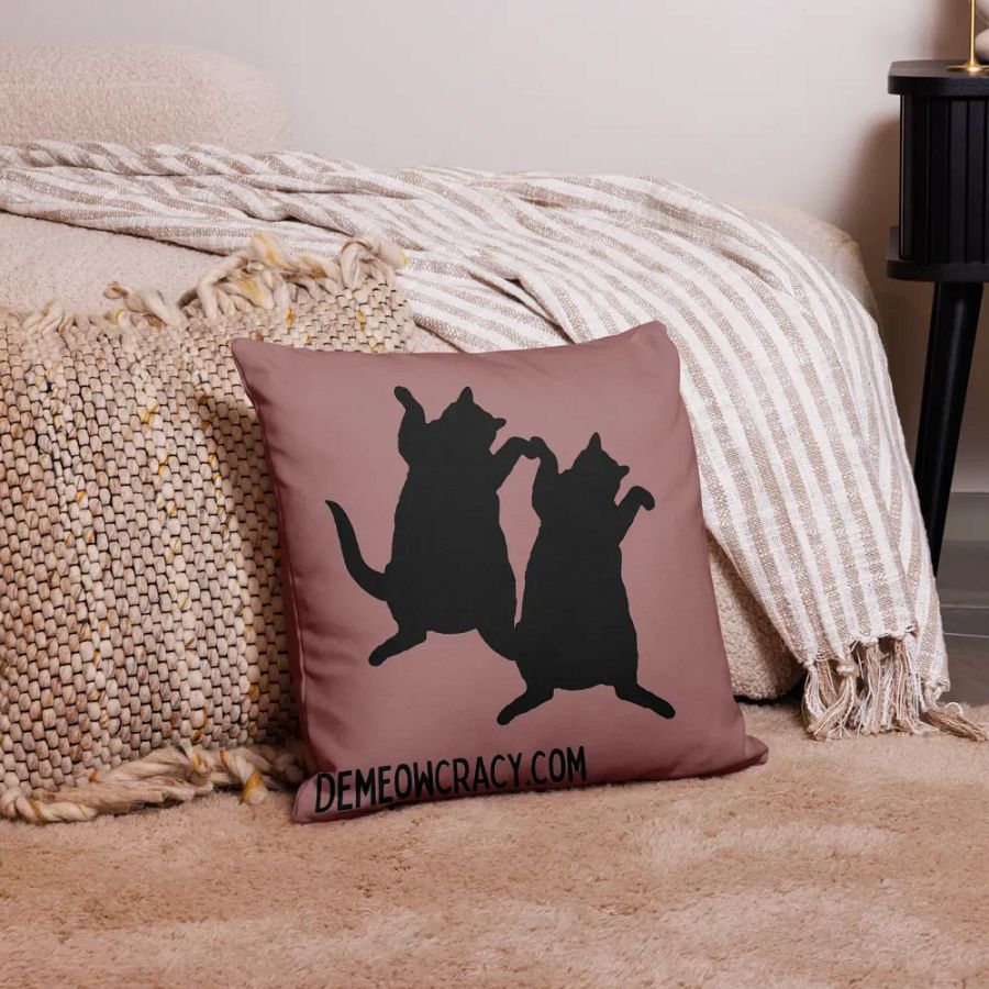 Dancing DeMeowcracy Kitties Pillow Cover - Frosted Cranberry product image (7)