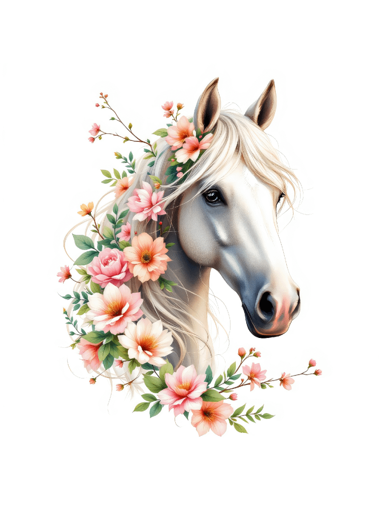 30 Floral Horse Clipart Designs, Cute Horse Clipart, Whimsical Horse Illustrations, Floral Horse Graphics, Elegant Animal Illustrations product image (6)