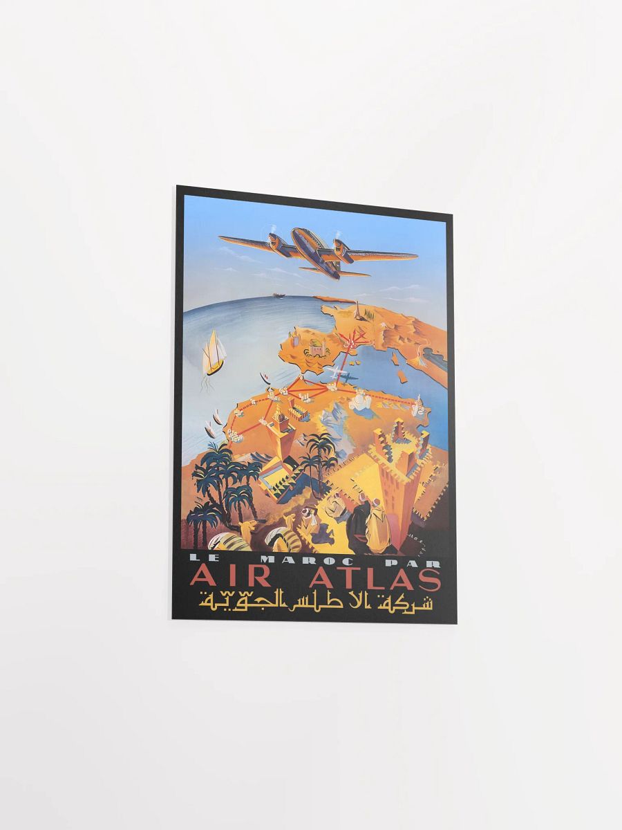 Morocco, Air Atlas, 1951 (Very Rare poster, Enhanced) — retro travel poster, vintage travel print product image (9)