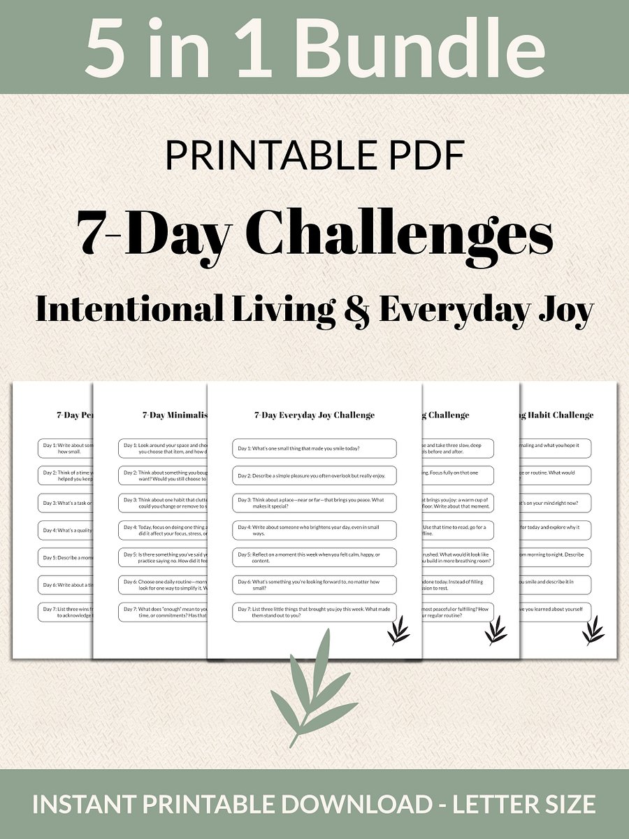 Intentional Living & Everyday Joy Bundle 7-Day Challenges Printable product image (1)