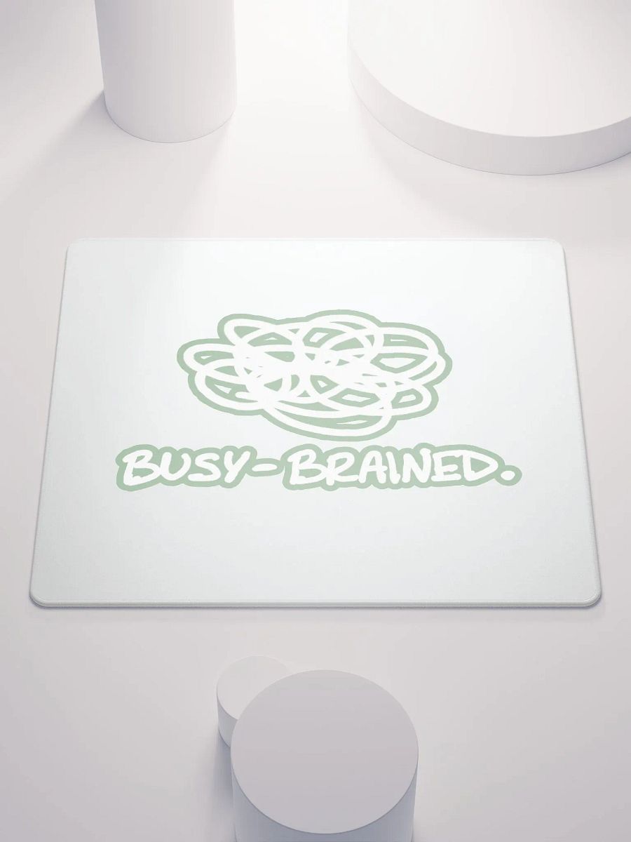 BUSY-BRAINED (lined design, #96B697) mouse pad product image (1)