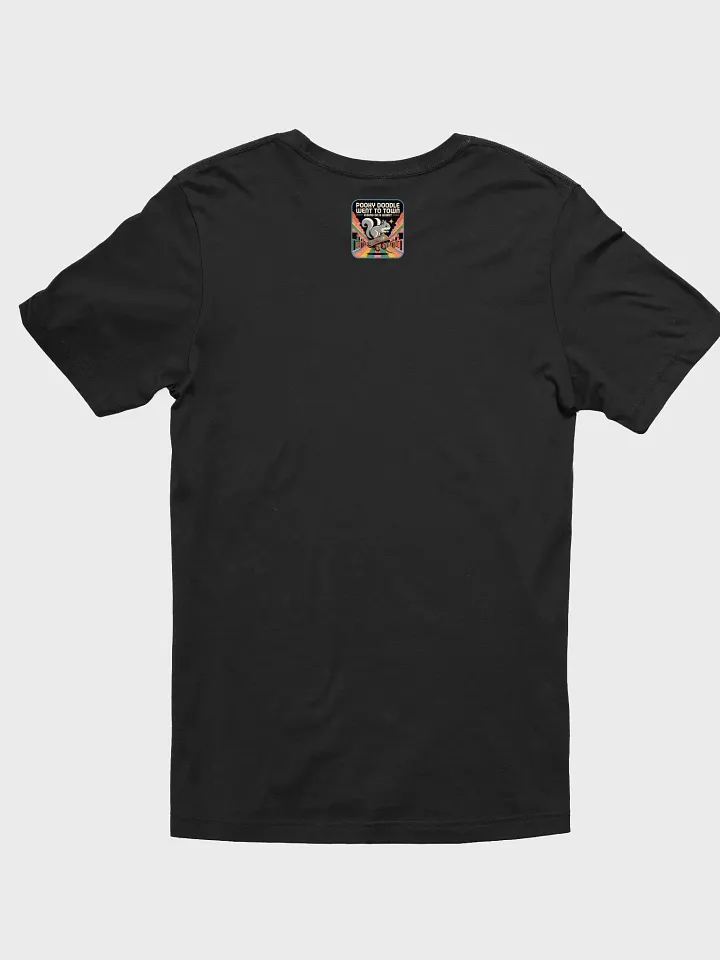 Super Soft and Flattering Tee: Pooky Doodle Went To Town Riding on a Robot, Funkytown, small image on back as well product image (2)
