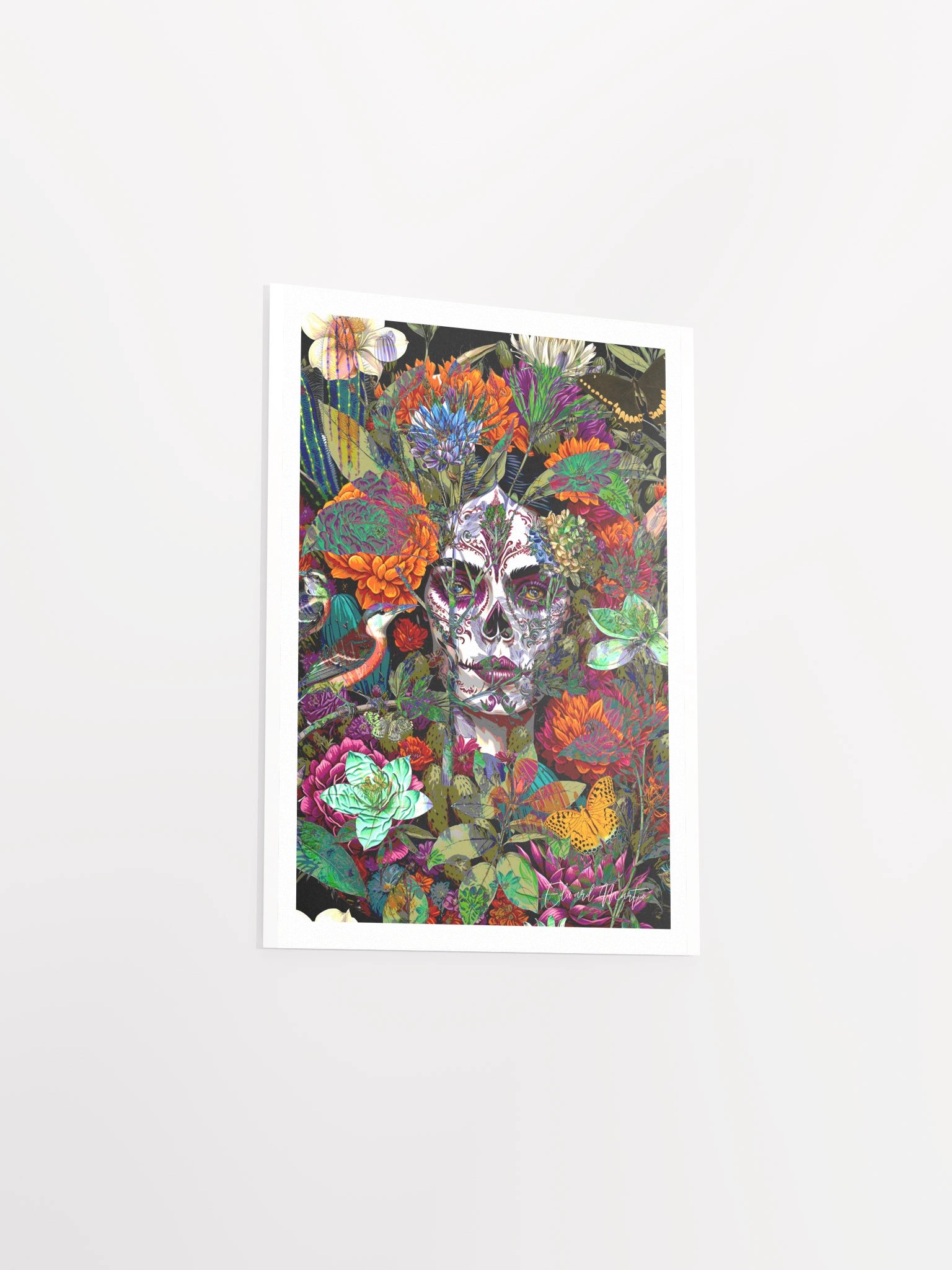"Flor de Calavera" - A Captivating Mixed Media Collage Print by Edward Martin product image (4)