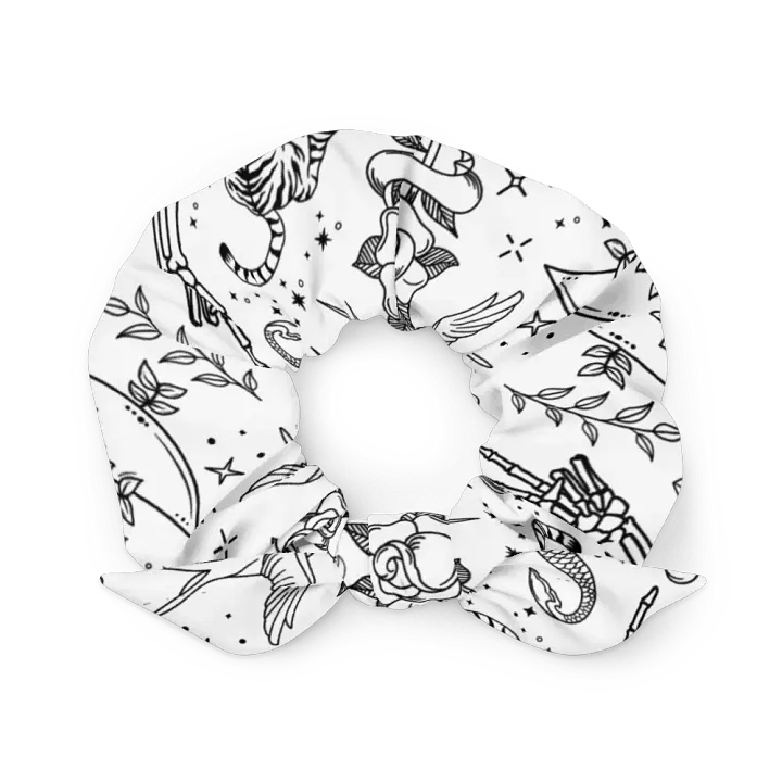 Tattoo-Inspired Black Line Art Scrunchie product image (2)