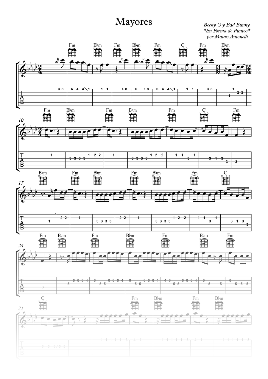 Mayores - Partitura + Tab + Acordes + Pista product image (1)