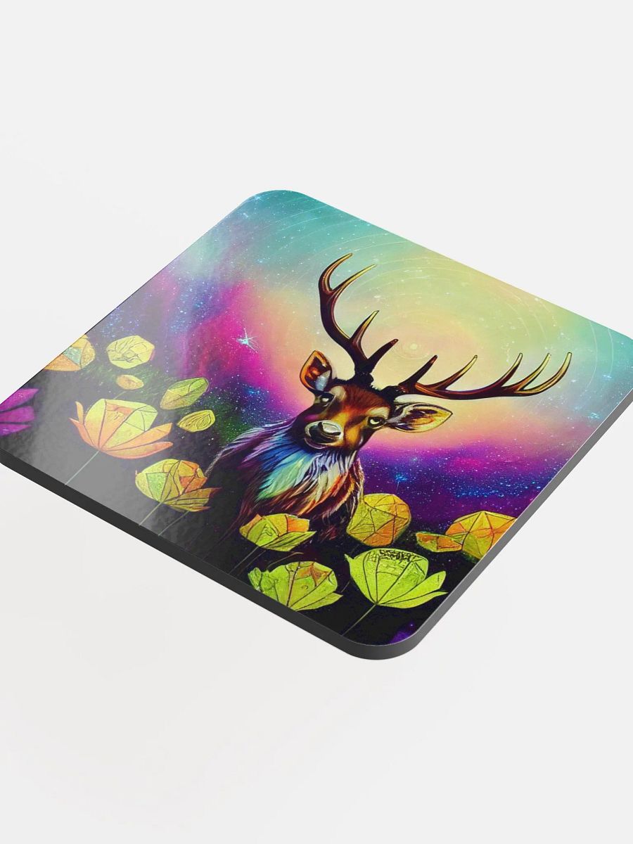 Cosmic Deer Glossed Cork Coaster product image (4)