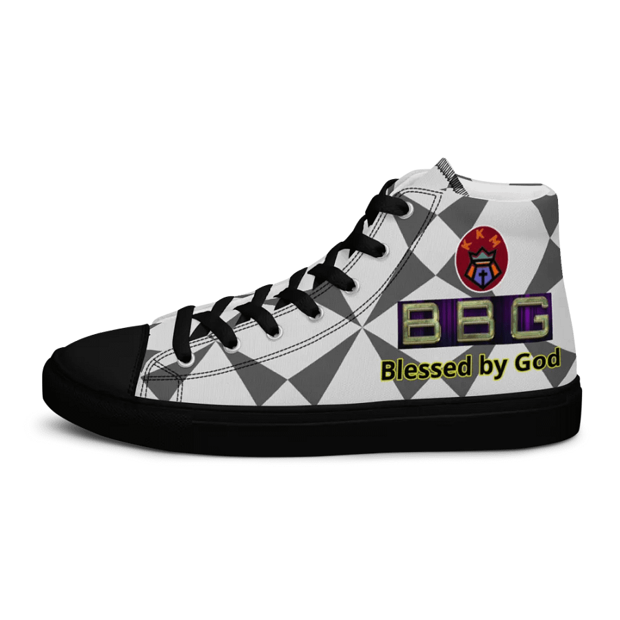 BBG Grey/White Pattern High Tops - Black Soles product image (5)