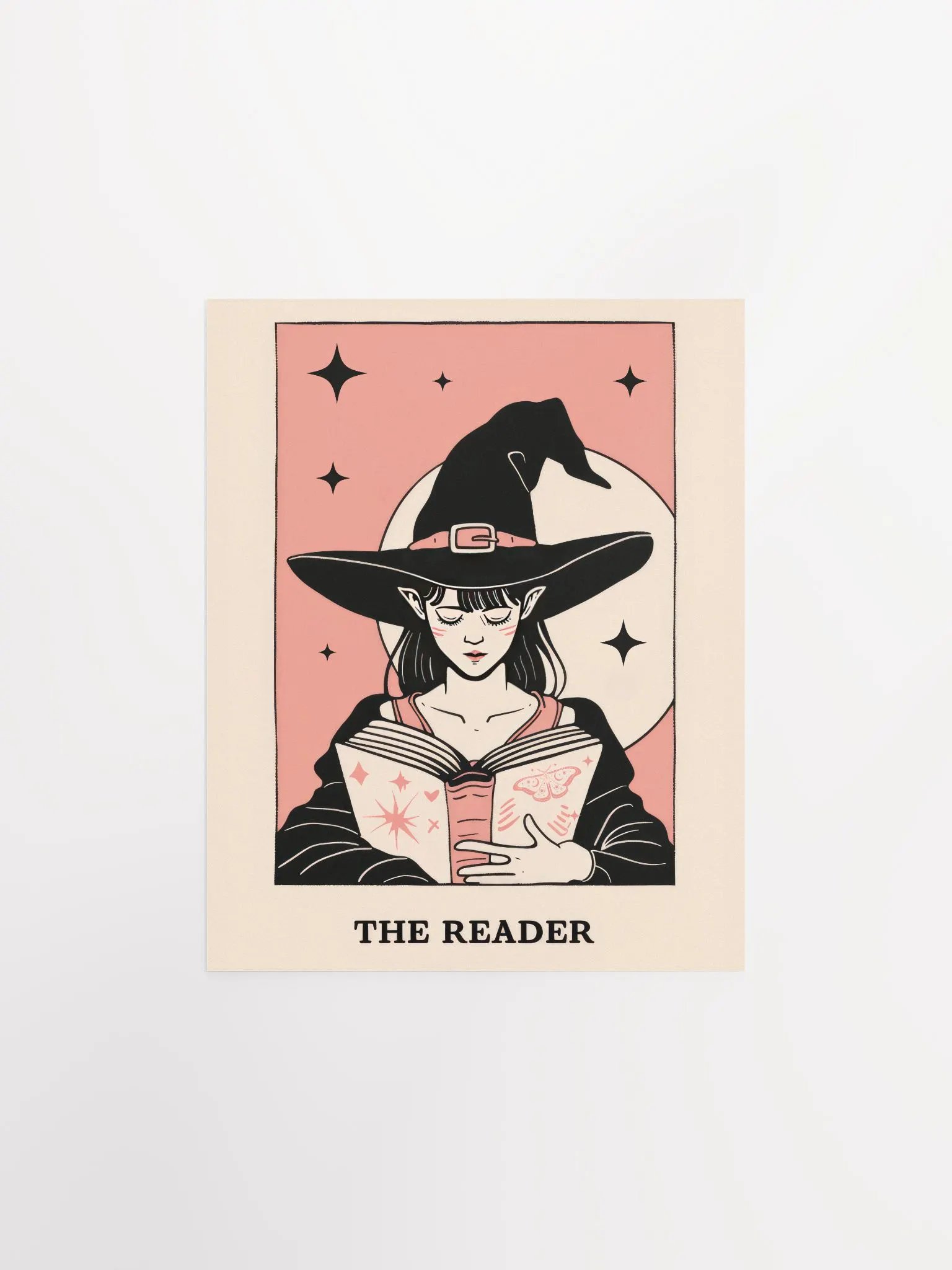 Pastel Pink& Black The Reader Tarot Card Art Print product image (30)