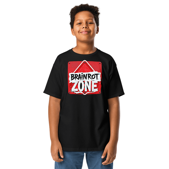 Brainrot Zone Sign Tee for Kids product image (1)