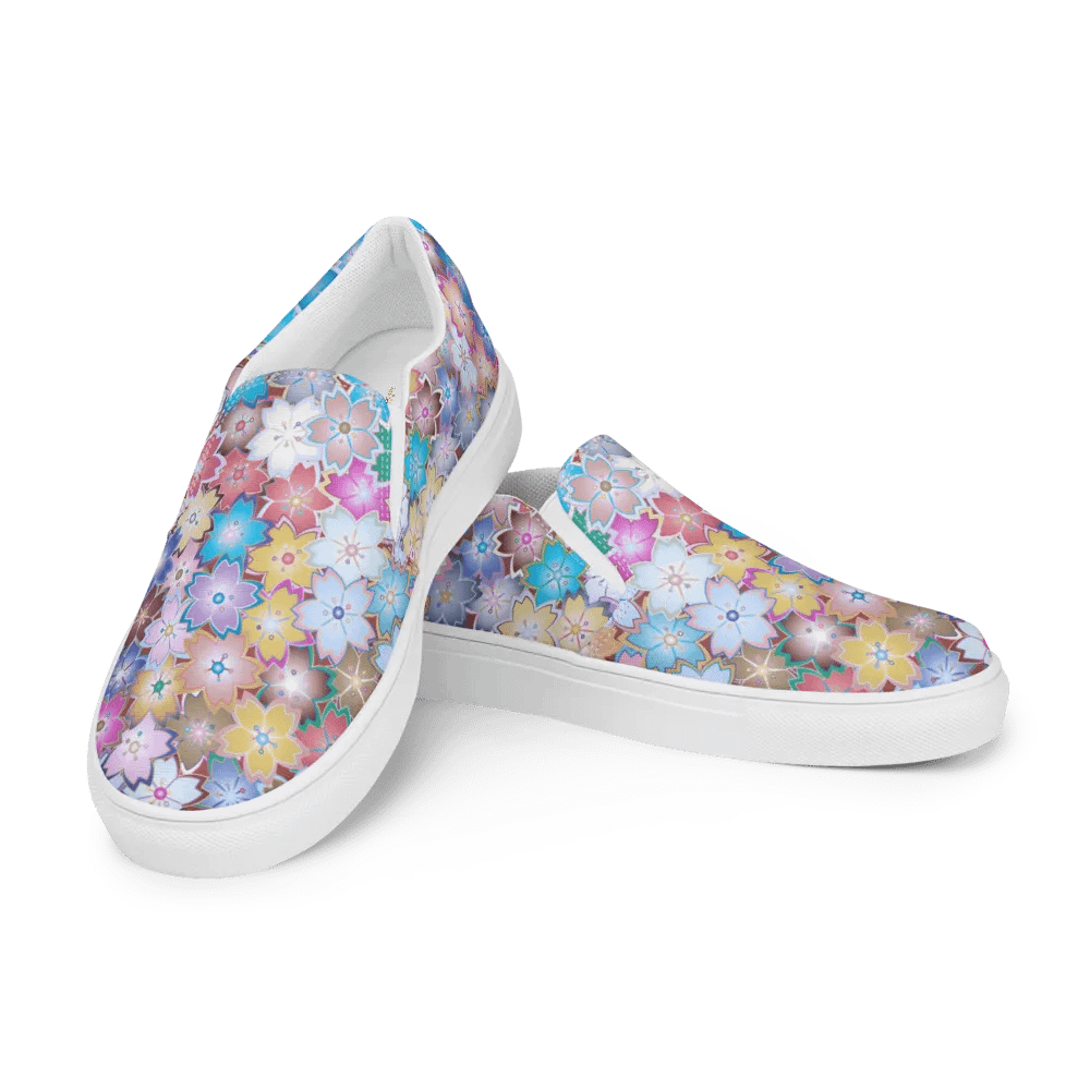 Kawaii Starry Blossom Symphony Canvas Slip-Ons product image (1)