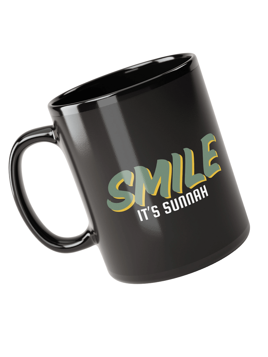 Black "Smile It's Sunnah" Mug in Muted Olive product image (3)