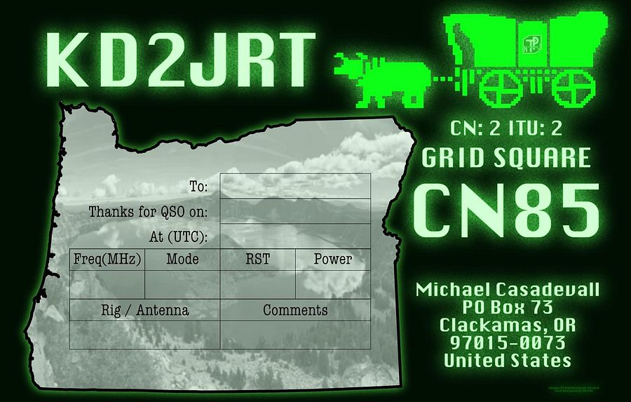 KD2JRT QSL Card - Oregon Trail Design product image (1)