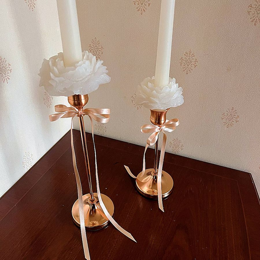 Half Peony Taper Candle | Peony Flower Candle | Wedding Table Setting Idea | Table Candle | 3D Aesthetic Candle | Dinner Candle | Taper Candle product image (6)