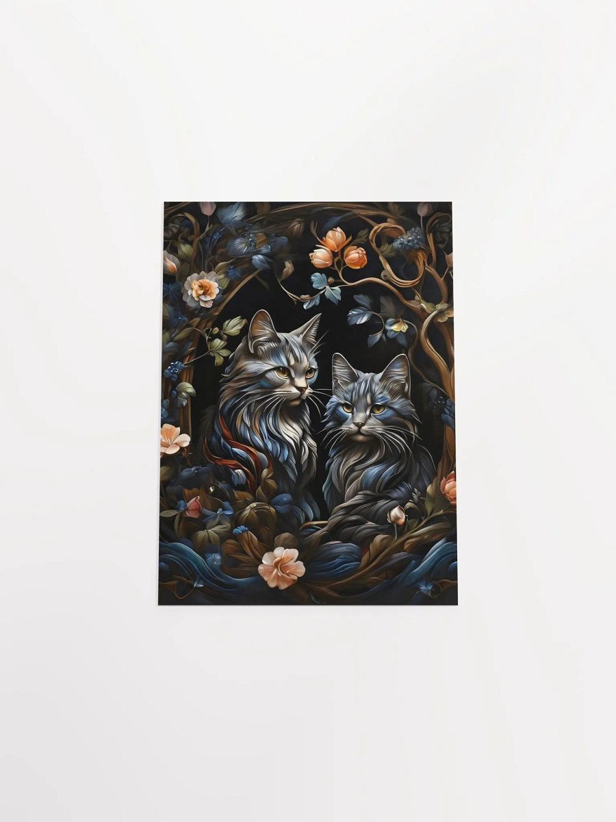 Regal Cats & Floral Art Poster product image (16)