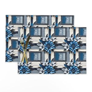 Seamless Pattern - Painted Floral Tile Pattern 4 in Shades of Blue and White product image (9)