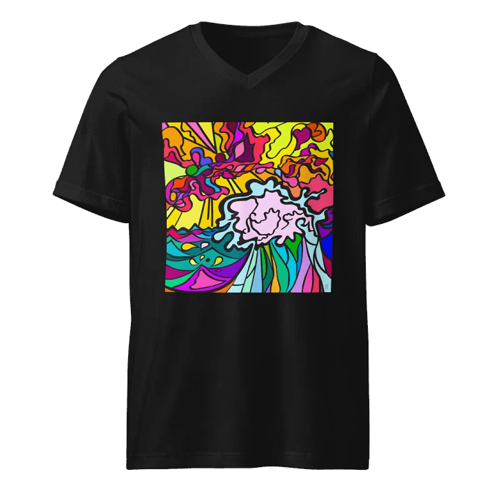 Vibrant Swirls V-Neck Tee - Wave at Sunset product image (1)