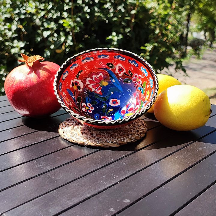 Handcrafted Bowl, Ceramic 4.7"/12 cm (Red) – Unique Turkish Pottery for Home Decor — handmade pottery, handmade ceramic, home decor, handmade gift product image (1)