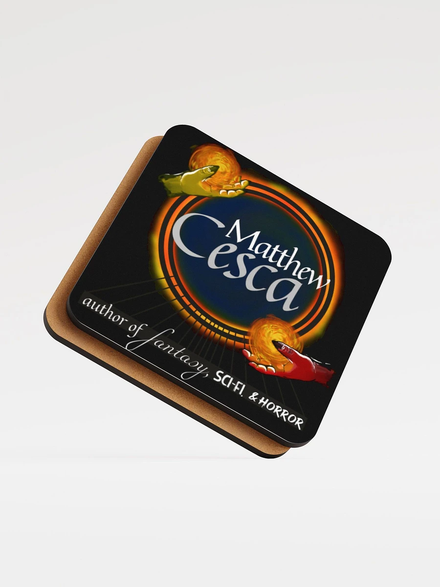 Matthew Cesca Author Logo Black Background Cork Coaster product image (5)