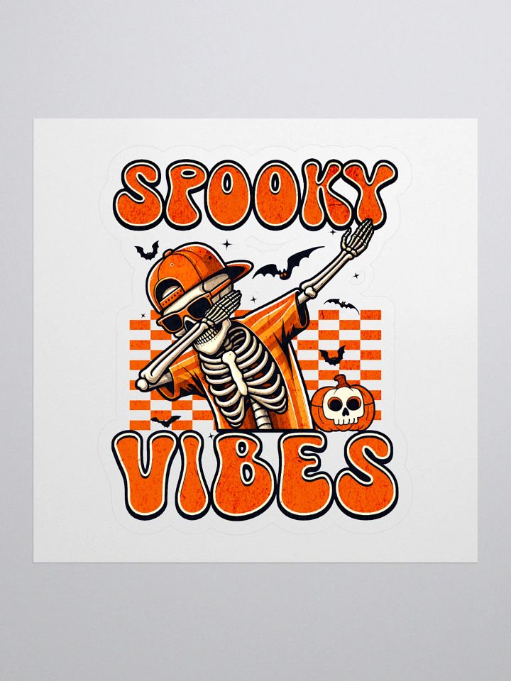 Retro Spooky Vibes Dabbing Skeleton Halloween Design Sticker product image (1)