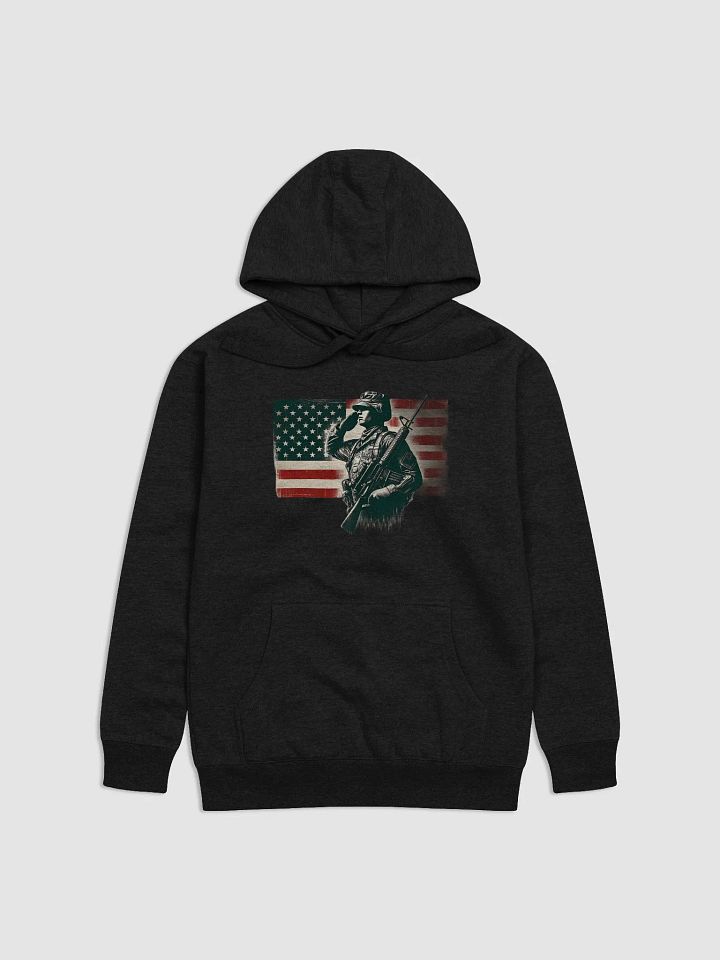 Saluting Soldier - Proud USA Patriotic Tribute Vintage Unisex Premium Hoodie product image (1)