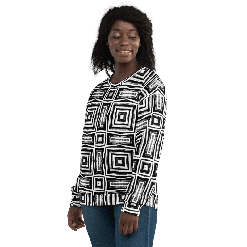 Abstract Monochrome Repeating Pattern Unisex All Over Print Sweatshirt product image (12)