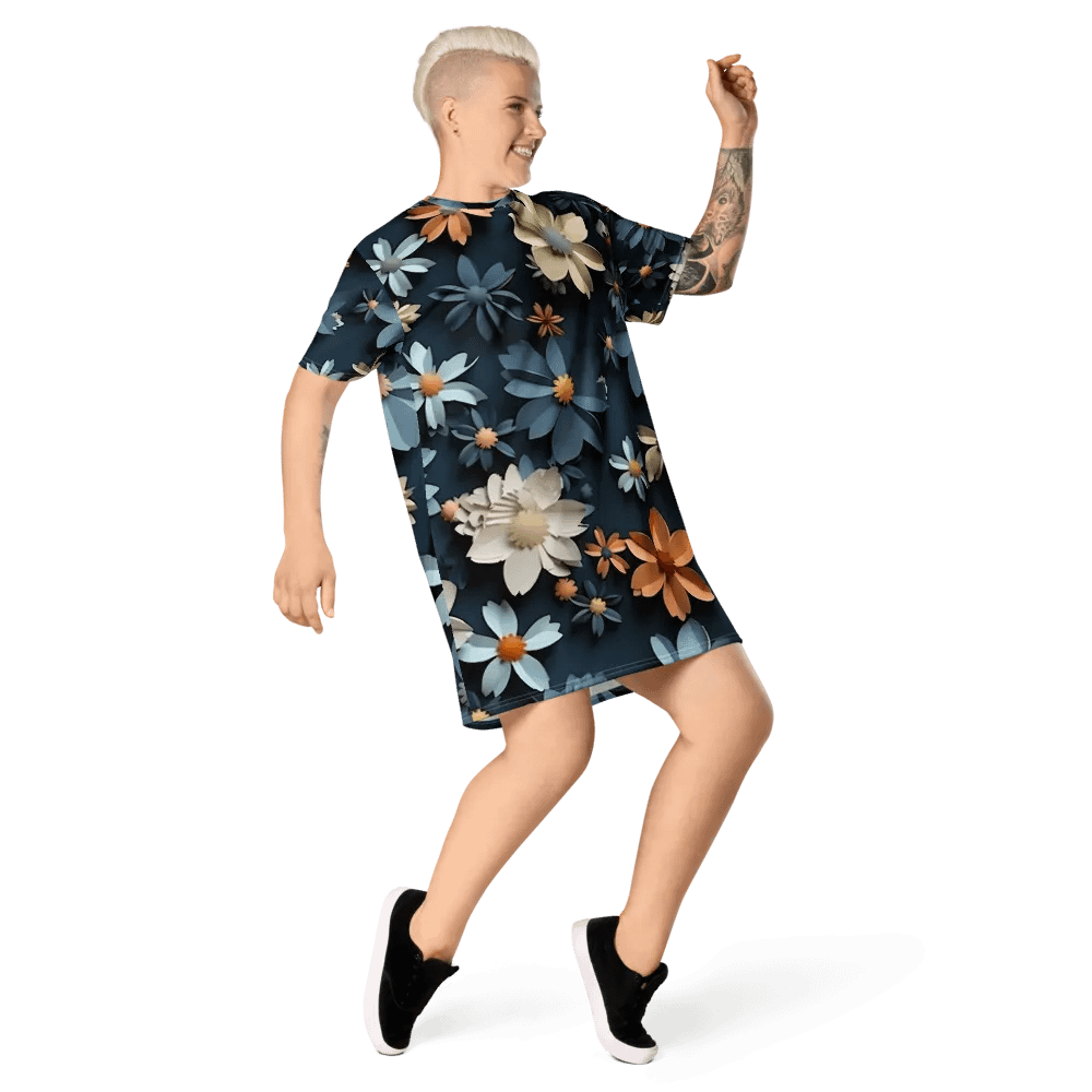 3D-Ditsy-Flowers-Seamless-Patterns T-shirt Dress - V4 product image (6)
