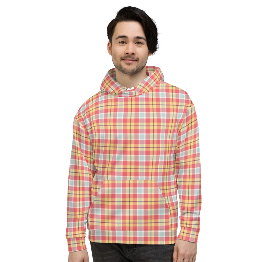 Coral Pink, Yellow, and Mint Green Plaid Hoodie product image (2)