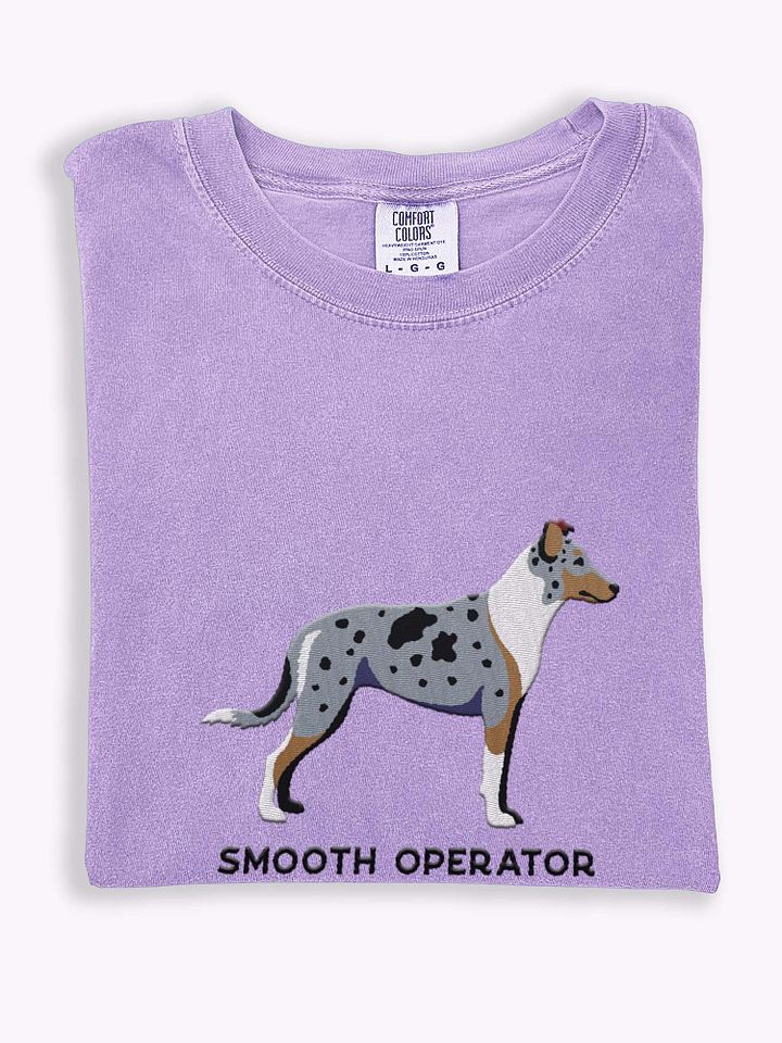 Smooth Operator T-Shirt(Embroidered) of a Smooth Collie(Blue Merle) product image (1)