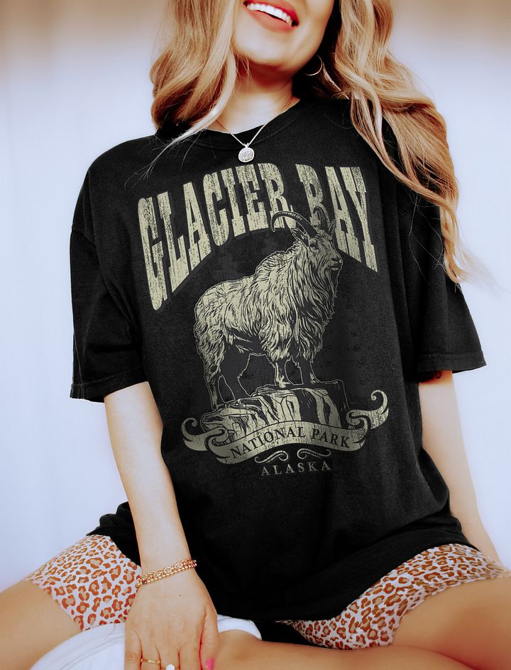 Glacier Bay National Park, Alaska Tee | Vintage-Style Grunge Western Shirt of a Mountain Goat product image (1)