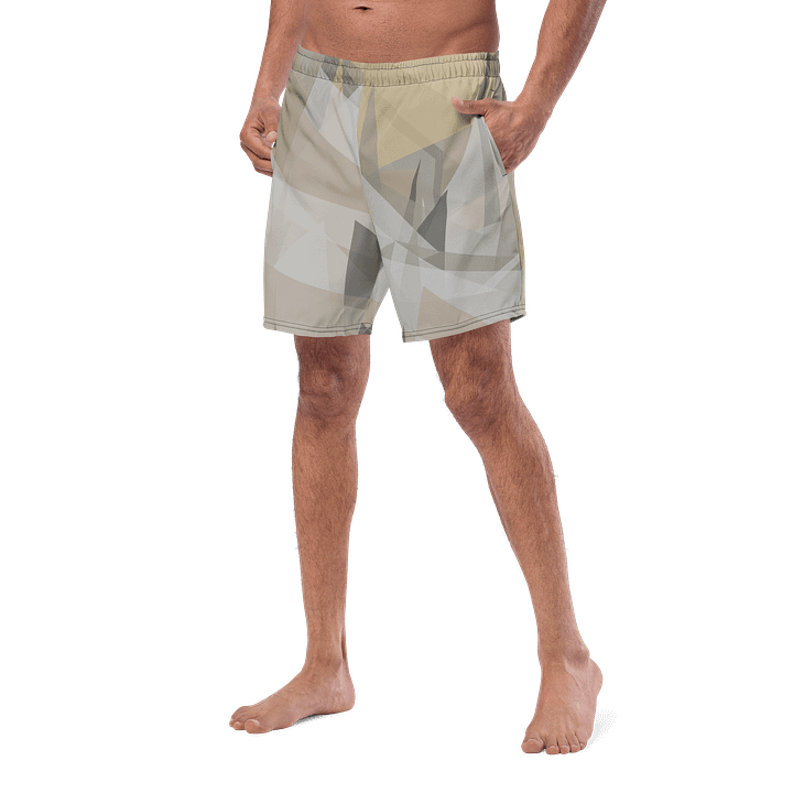Beige Abstract Triangle Swim Trunks product image (2)