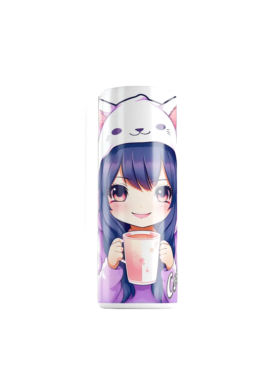 Cozy Kawaii Anime Girl 20 oz Skinny Stainless Steel Tumbler - White product image (1)