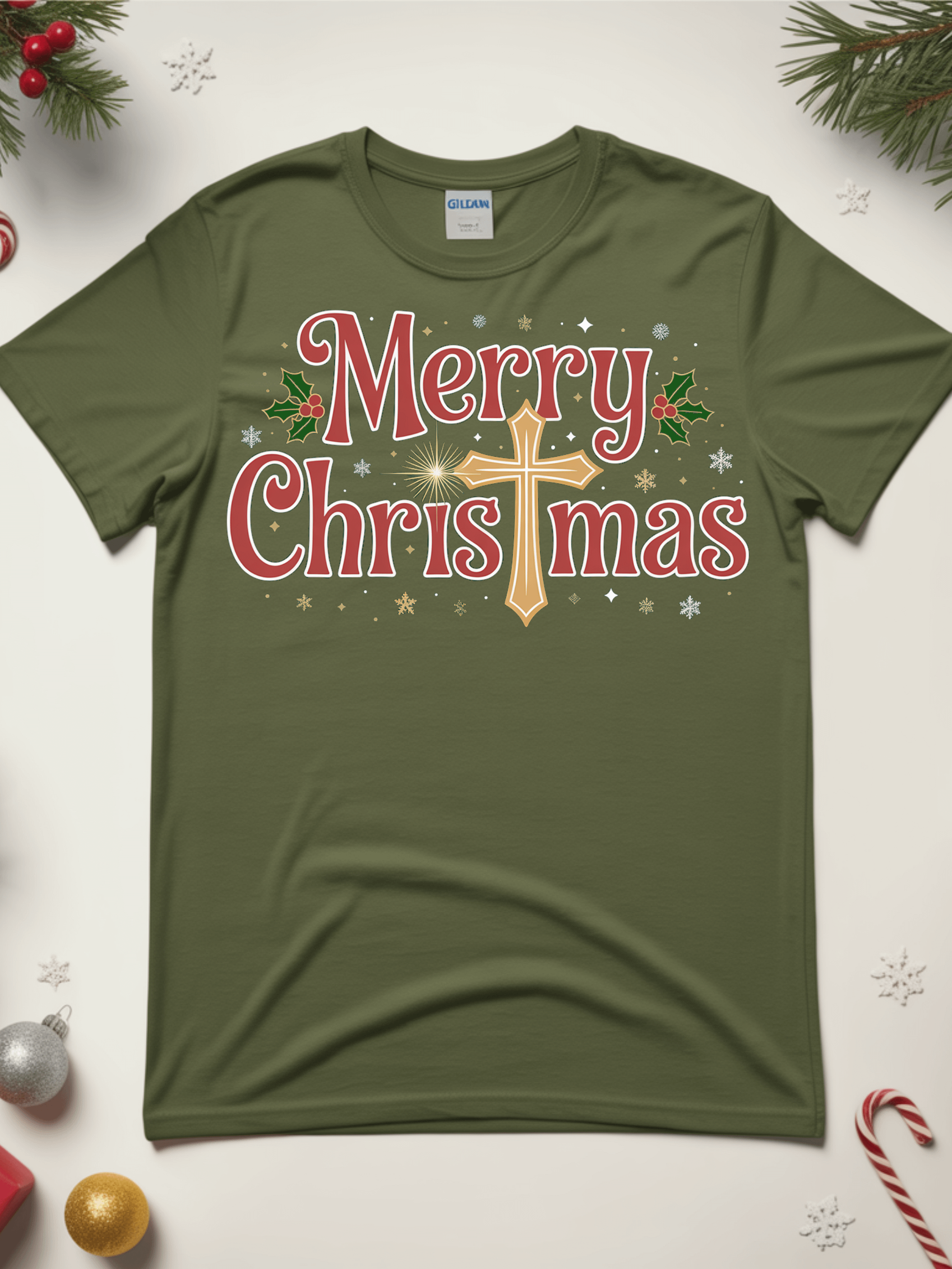 Christian Christmas Shirt Merry Christmas Cross product image (1)