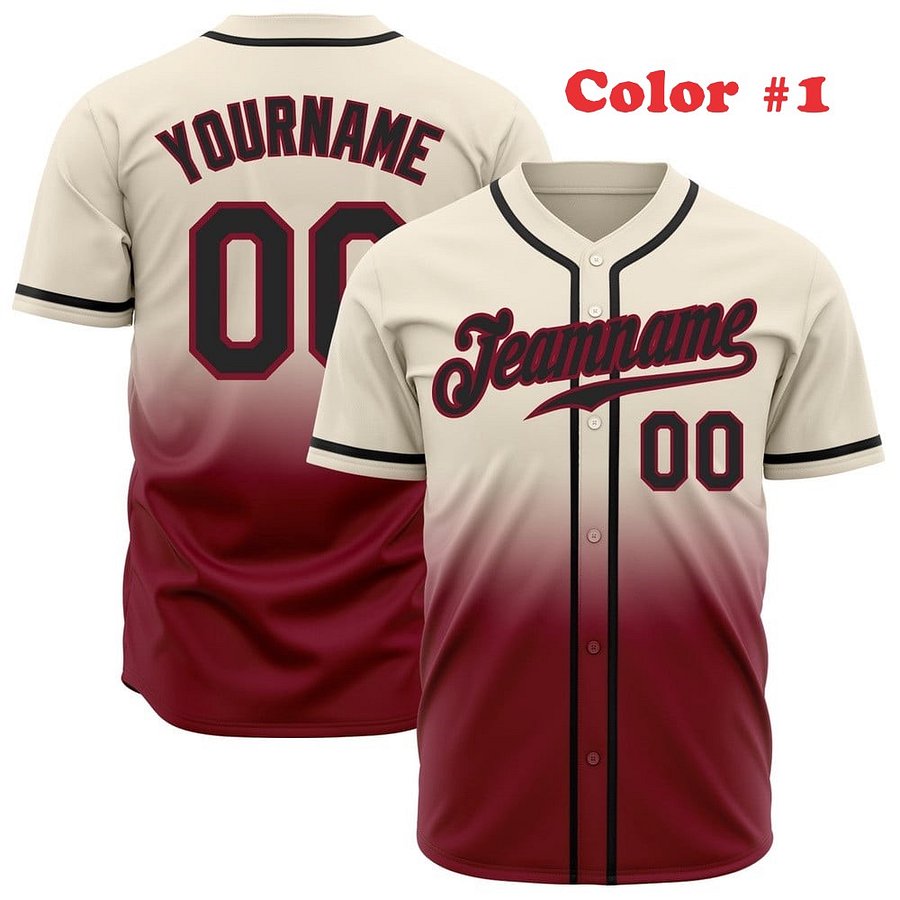 Authentic Gradient Fashion Baseball Jersey Up Down Colors with Line, Personalized Sport Jersey, Two Tones product image (4)