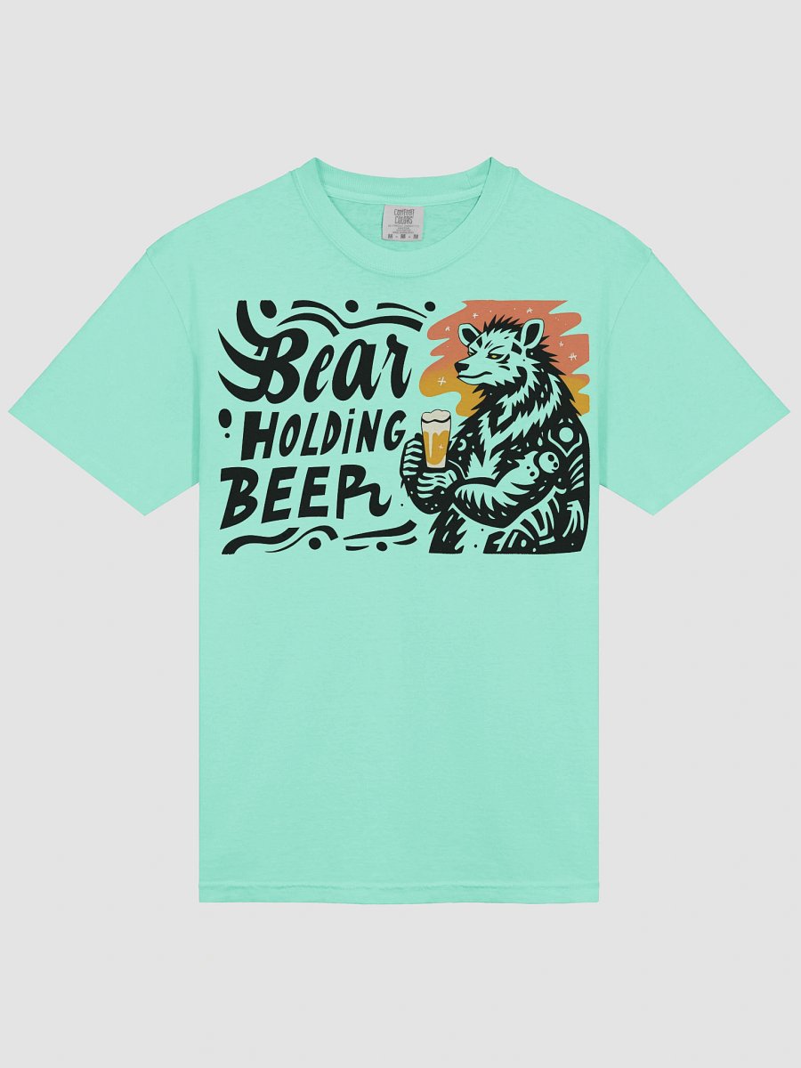 Stylized Bear with Beer Glass | Creative Typography Print Heavyweigh T-Shirt product image (13)