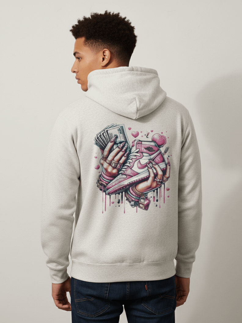 Luxury sneaker grip with cash and heart drip art Hoodie product image (1)
