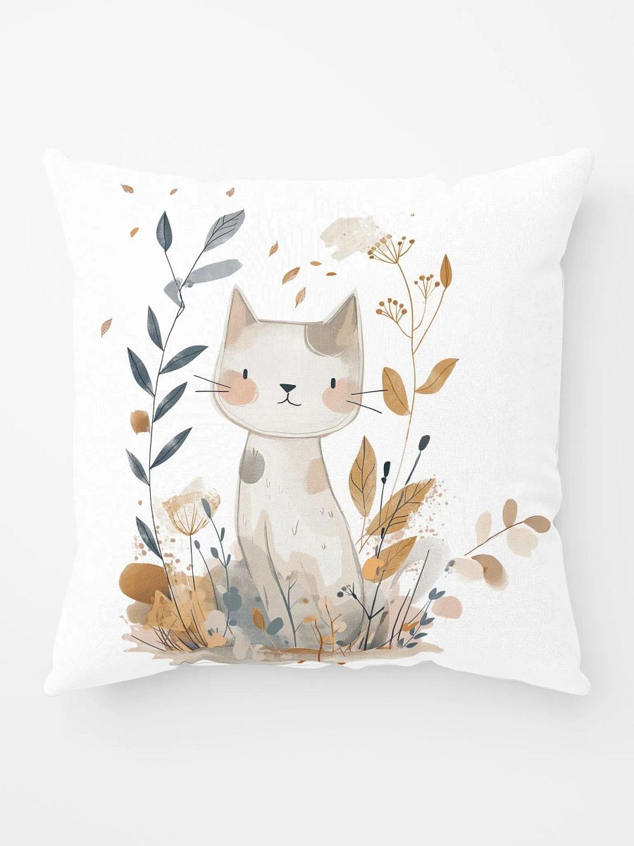 Adorable Cat and Foliage Throw Pillow product image (6)