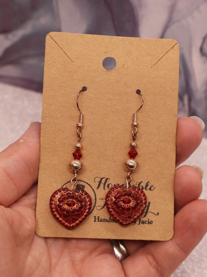 Red Heart Drop Earrings product image (2)