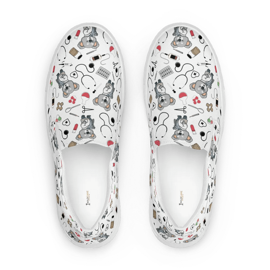 Cute Medical Koala Slip-On Canvas Shoes (White) product image (5)