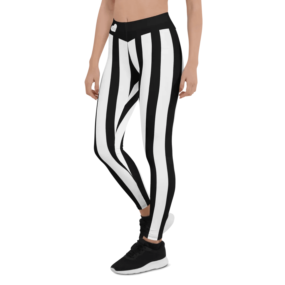Black and White Stripes/All-Over Print Leggings by Sublicolor product image (6)