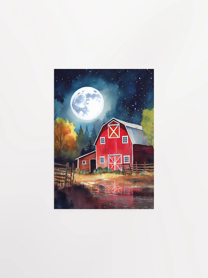 Old Red Barn under Full Moon Studio Art Print product image (4)