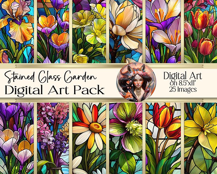 Stained Glass Garden Digital Art Pack product image (1)