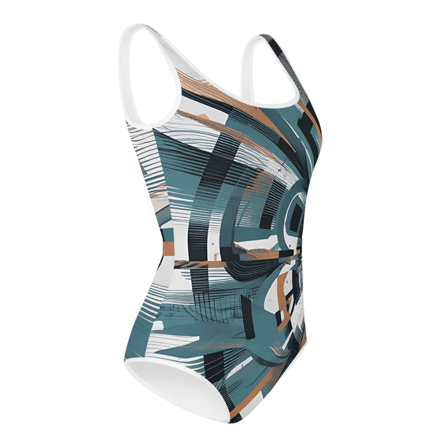 Abstract Lithographic Pattern Design Youth One Piece Swimsuit - V13 product image (3)