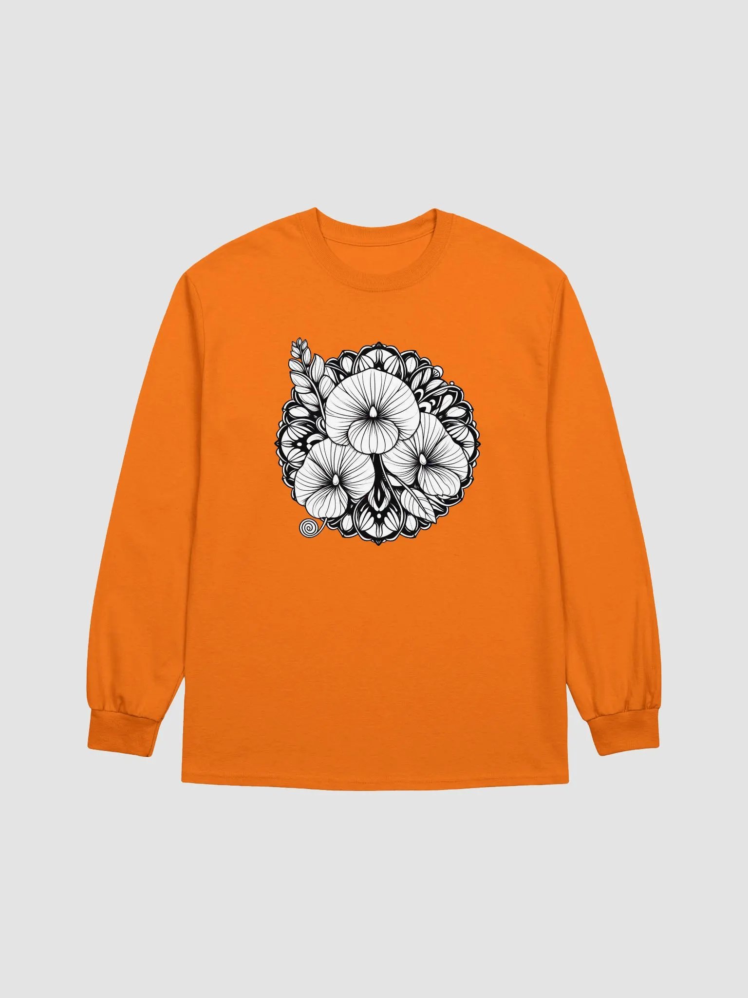 Gildan Ultra Cotton Long Sleeve T-Shirt | AI-Designed Flower Mandala Motif product image (1)