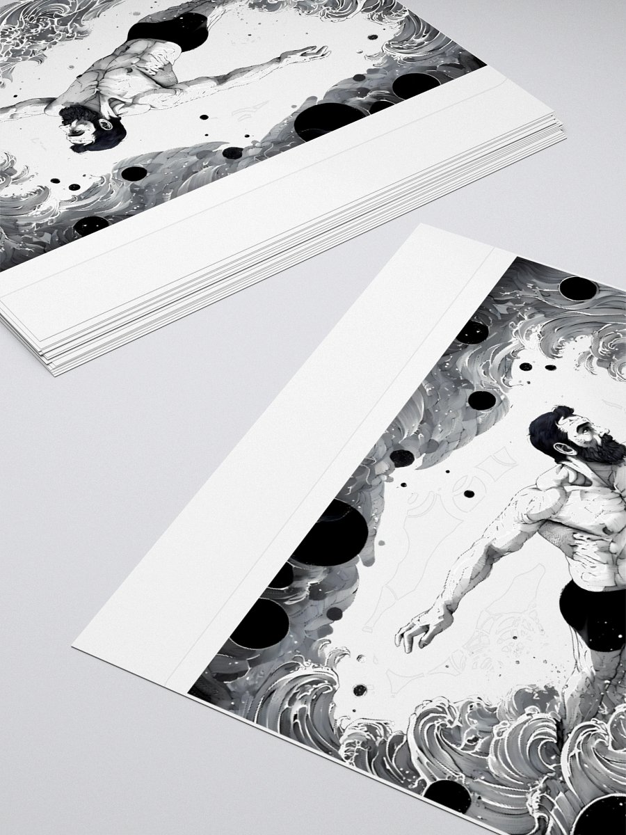 Monochrome Maritime Adventure: Black & White Waves Sticker product image (11)