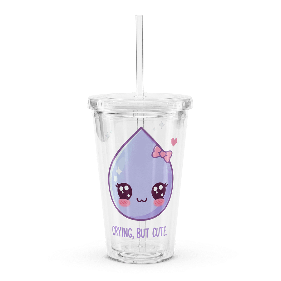 Crying, But Cute – Iced Coffee Cup with Straw product image (1)
