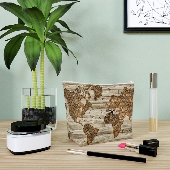 Cotton Cosmetic Bag World Map product image (1)