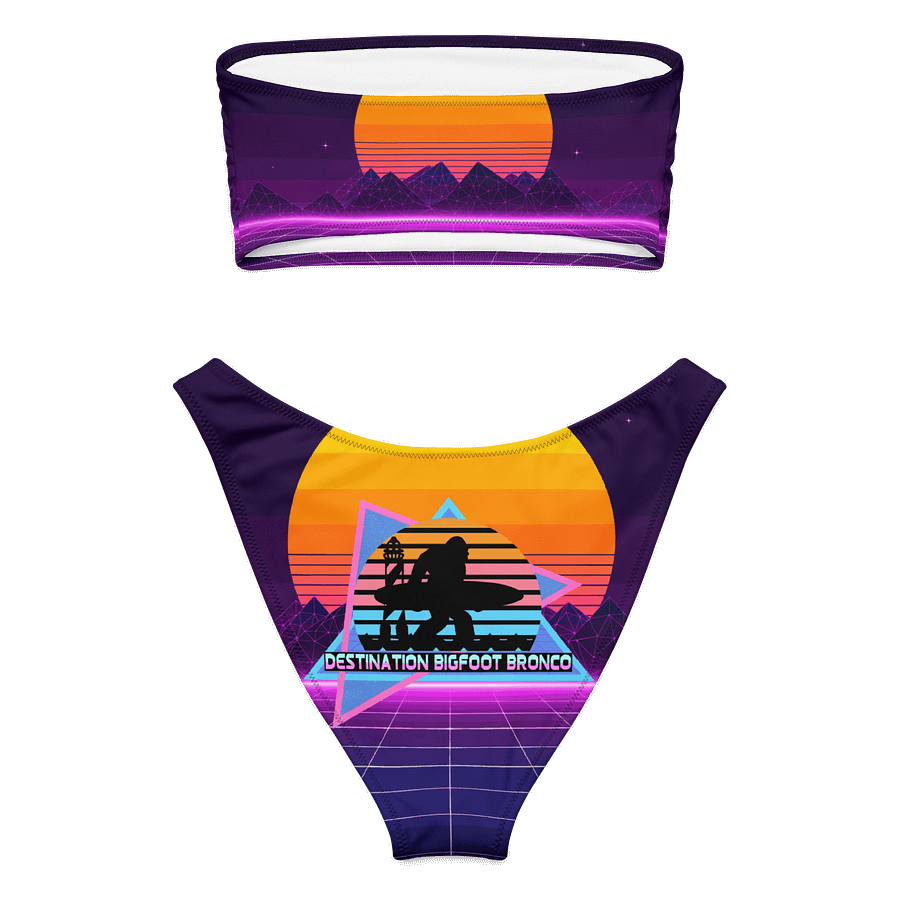 Destination Bigfoot Bronco Retro-Inspired Synthwave All-Over Print Recycled Women's Bandeau Bikini product image (3)